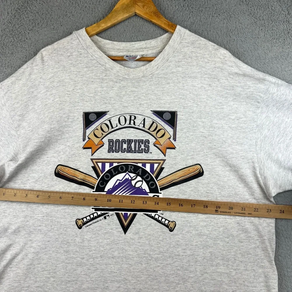 Vintage 1994 Colorado Rockies Champion T-Shirt Mens XL Gray Single Stitch MLB - Picture 9 of 10